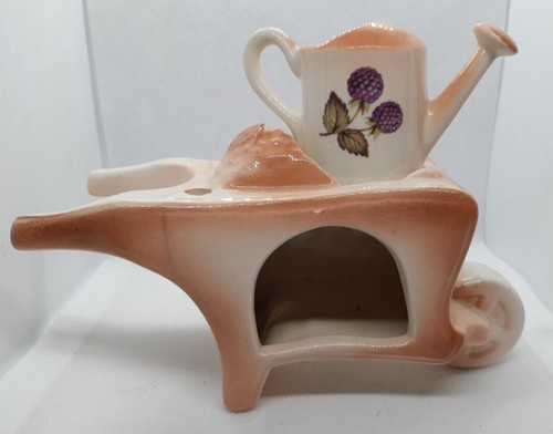 Vintage ceramic wheelbarrow - ceramic,