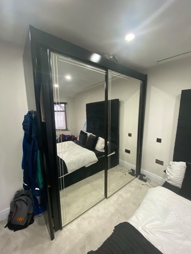 Black door sliding mirrored - black, 2