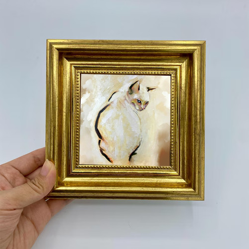 Minimalist siamese cat impasto - siamese,