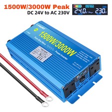 1500W 3000W Pure Sine Wave Power Inverter 24V to 240V Truck Converter W/ 2AC LCD