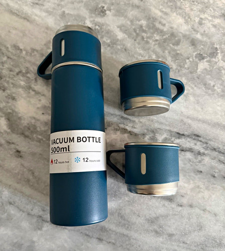 Blue 500ml camping vacuum - blue,