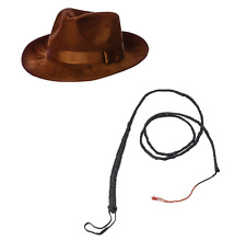 Adult Mens Explorer Fancy Dress TV & Film Character Costume Set Brown Hat & Whip