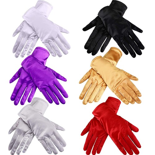 Short satin gloves for women - short,