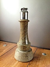 LARGE VINTAGE CORNISH SERPENTINE MARBLE LIGHTHOUSE DESK TABLE LIGHTER MCM RETRO