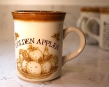 Vintage Retro Biltons England Ceramic  Golden Apples Recipe Coffee Mug Embossed
