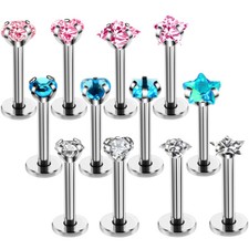 PAIR Labret Monroe Lip Bar Tragus Cartilage Helix Ear Ring Stud Nose Hoop Ring