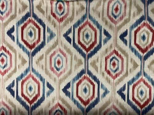Linsey ikat blue red beige - ,