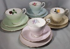 VINTAGE ROYAL STANDARD HARLEQUIN BONE CHINA 4 TRIOS TEA SET CUP SAUCER & PLATE 