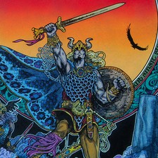 CELTIC IRISH FANTASY PRINT NUADA THE HIGH KING. NIGHT. 16x11 By Jim FitzPatrick 