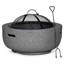 MgO Fire Pit, Round with BBQ Grill, Ø60cm - Dark Grey