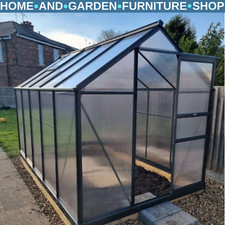 6x10ft Walk In Greenhouse Polycarbonate Panel Galvanised Base Aluminium House