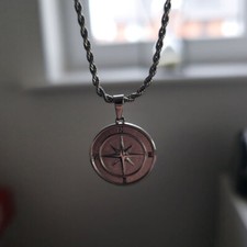 Silver Compass Necklace, Mens Necklace, North Star Necklace, Gift for him,