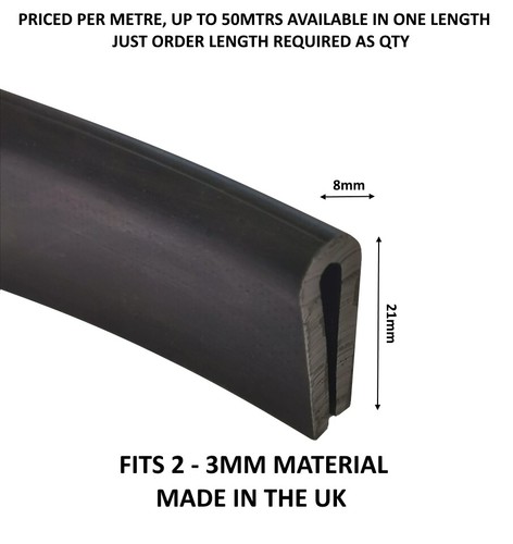 Large rubber channel edging - u,