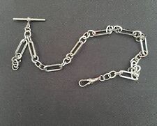 single albert  trombone link silver plated albert  pocket watch chain fob peaky