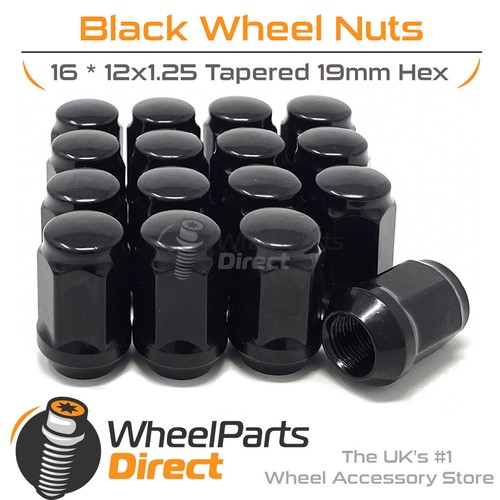 Wheel nuts 12x1 black - 12x1.25,