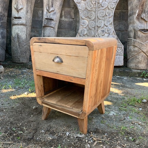 Recycled teak rounded bedside - recycled,