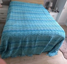 Vintage St Michael Striped Candlewick Double Bedspread Throw