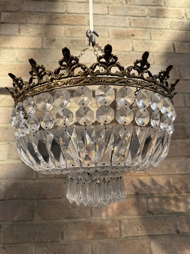 Vintage hanging brass glass - vintage,