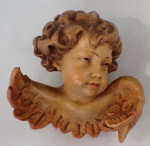 Anri carved wood cherub - anri,