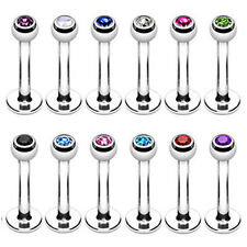 Labret Lip Bar Monroe Tragus Stud Helix Nose Lip Stud Ring Gem Balls 1.2mm 