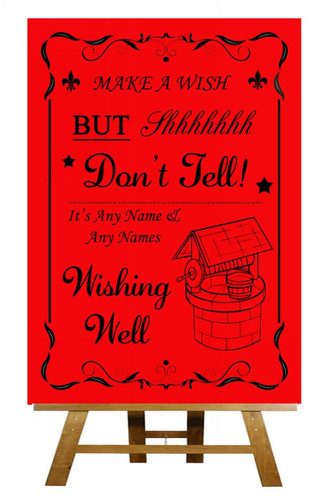 Red wishing well personalised - red,