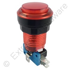 Red 5V LED T10 28mm Round Illuminated Arcade Push Button & Microswitch - MAME