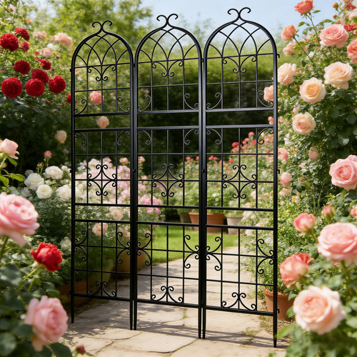 Metal garden trellis 220cm - 3x,