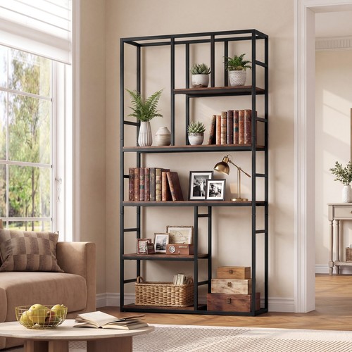 Tier geometric bookcase with - 5-tier,