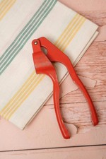 Vintage Red Metal Garlic Press