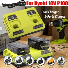 Double Charger For Ryobi One +Plus P108 Li-ion Battery P117 P105 P102 12V/18V