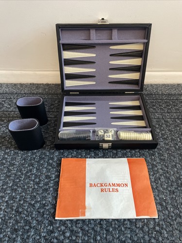 Backgammon travel set leather - backgammon,
