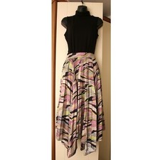 Ted Baker Pink Satin Pleated Hankerchief Hem Long Skirt Size 12 EUR 40 Glam Boho