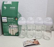Philips Avent Natural Response Glass Baby 4 Bottles 8 fl oz 3-6 Months