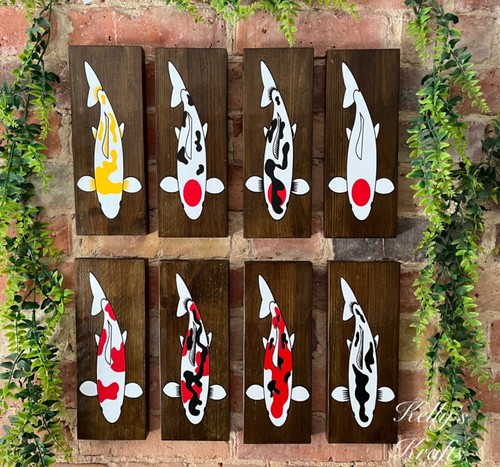 Solid wooden koi carp fish - wooden,