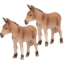  2 Pcs Toy Donkey Accessories Standing Statue Cognitive Model Ornament