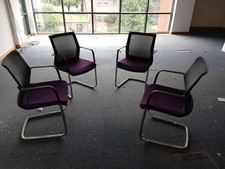 4 Steelcase Stackable Office Meeting Reception Chrom Base Waiting Room Chairs