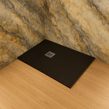 Luxury Black Slate Effect Stone Resin Shower Tray 1200x800 1200x900