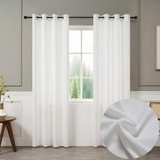 Twill Pair(x2)Sheer Plain Voile Eyelet Net Curtains Panels Slot Top-Free Postage