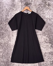 COS Dress XS Womens Black Plisse Pleat Dolman Fit Flare Mini