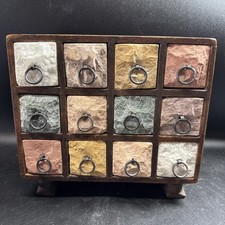 Apothecary Chest Raw Quartz Stone And Wood for Desk Top 12 Drawers