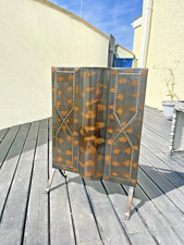 ANTIQUE ART DECO REGENCY COPPER TONE STUDDED EFFECT HOLLYWOOD FIRE GUARD SCREEN