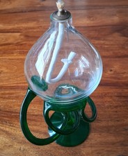 Unusual Green Glass Oil Lamp