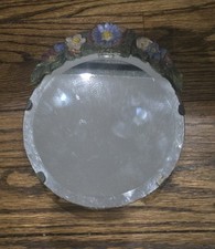Antique 1920s English Barbola Floral Table Vanity Small Mirror Easel Back