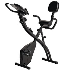 HOMCOM 2-In-1 Folding Exercise Bike with 8-Level Magnetic Resistance Black