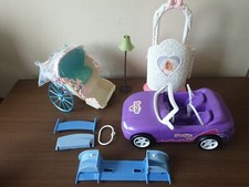 Barbie Bundle Of Damaged And Incomplete Pieces. Mattel Vintage. Car, Carriage 