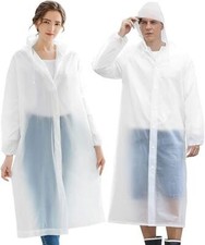 2 Pack Clear Waterproof Poncho Reusable Plastic Adult Camping Festival Rain Coat