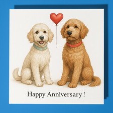 Labradoodle  - Happy Anniversary Card - Personalised Dog card - Husband Wife