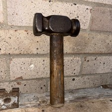 Antique / Vintage Blacksmiths Double Headed Hammer / Mallet Wood Handle Rare