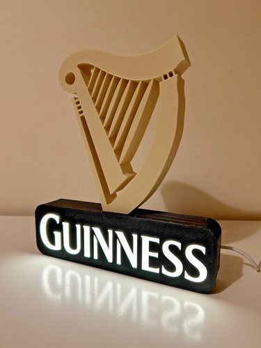Guinness harp illuminated - illuminated, wall
