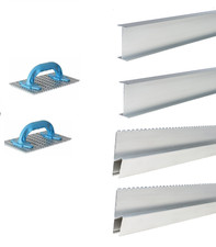 Render Scraping Tools 2 x 1.2mtr Serrated Edges, 2 x I-Bars , 2 x Nail Floats 
